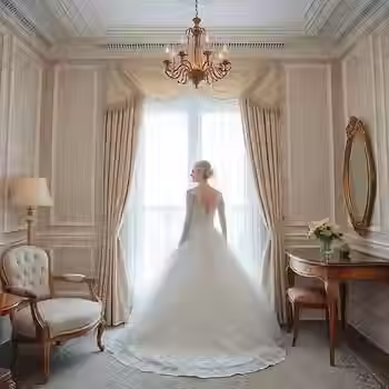 luxurious bride enjoys large bridal suite in South Jersey by Sean John Photography
