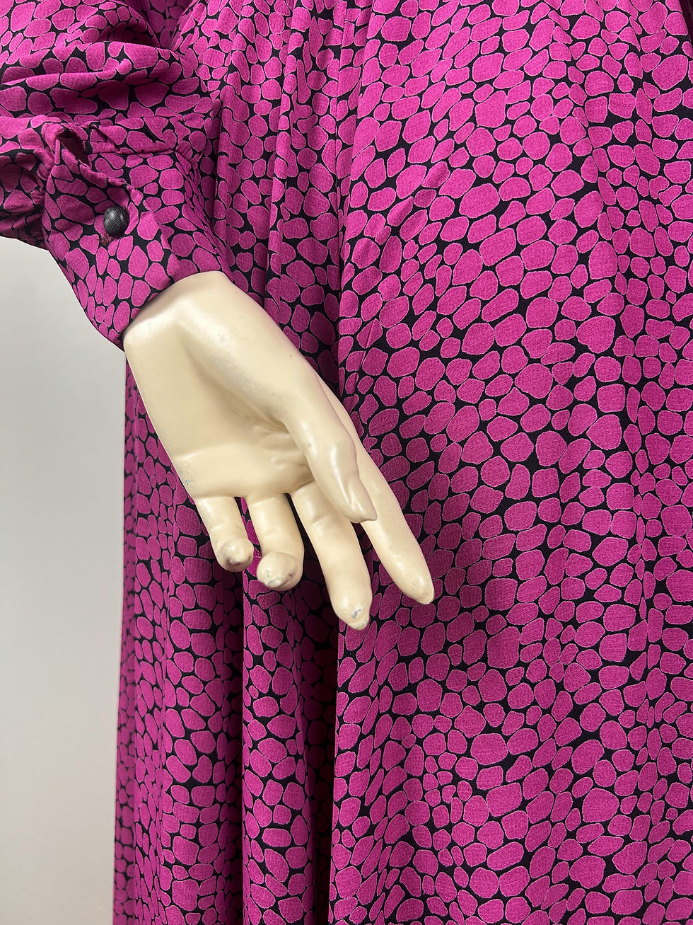 Thumbnail: Vintage jurk - viscose, roze, zwart 