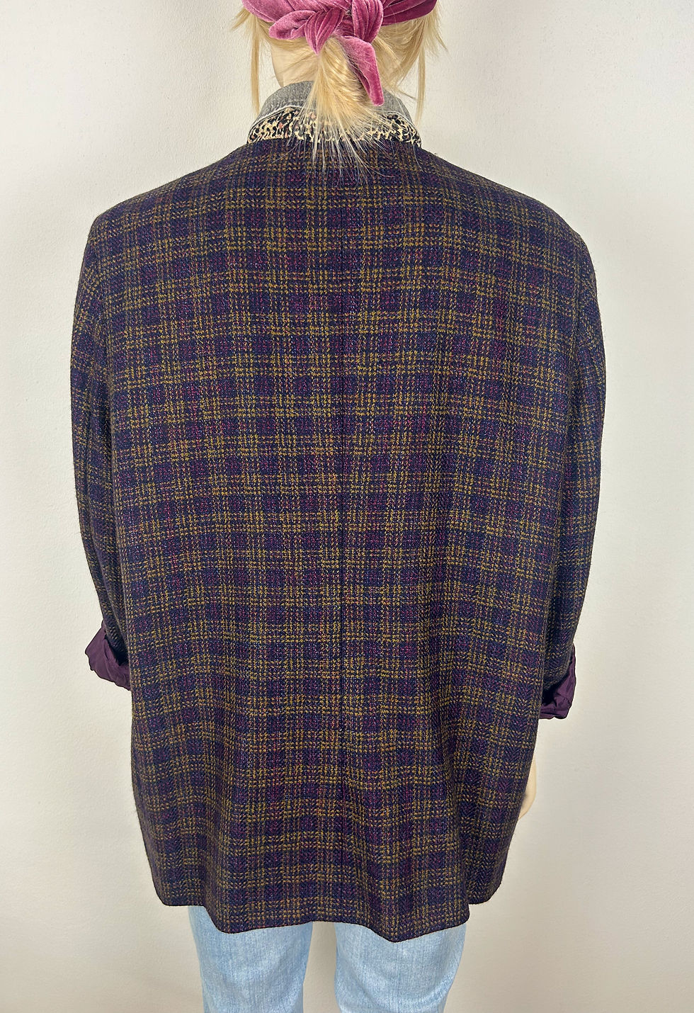 Thumbnail: Vintage blazer - geruit, paars 