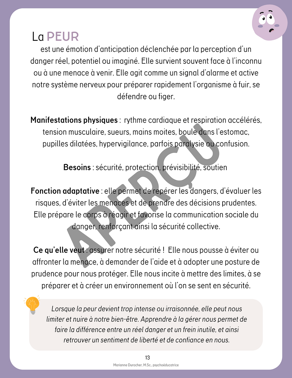 Miniature : La peur, stress, anxiété, colère, tristesse, joie, ennui, dégoût, culpabilité, honte