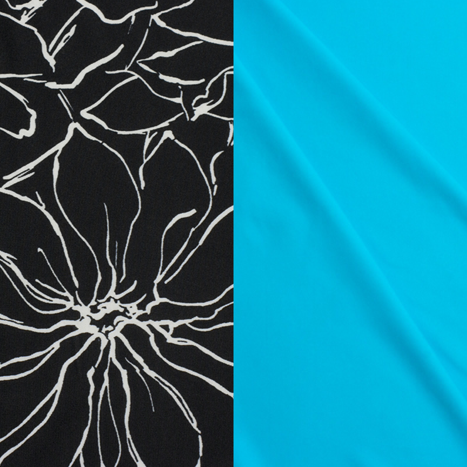 B&W Flower/Turquoise