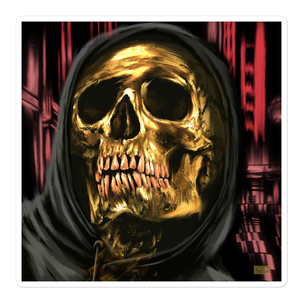 GOLDEN SKULL w HOODIE sticker