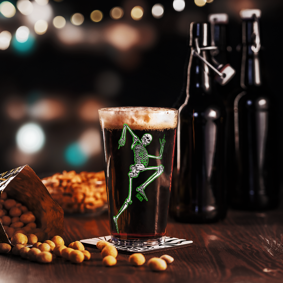 Thumbnail: FU Skeleton_GREEN Shaker pint glass