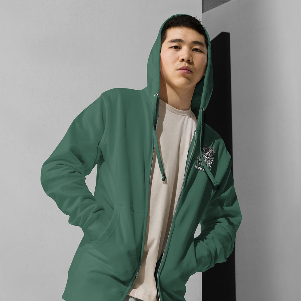 Thumbnail: BONEGHOST IN GREEN zip up hoodie