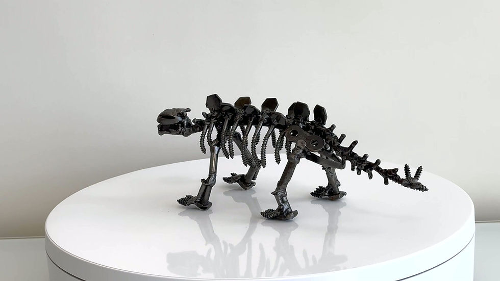 Thumbnail: Video of Stegosaurus  recycled metal sculpture showing full 360-degree view