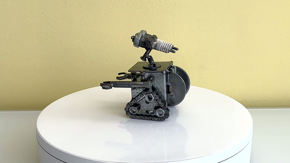 Thumbnail: 360-degree video of medium WALL-E inspired recycled metal sculpture rotating to show full handcrafted detail.