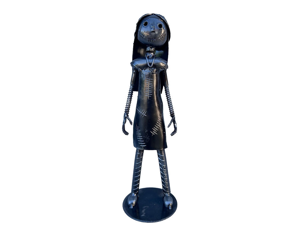 Thumbnail: Sally Image: Sally inspired scrap metal sculpture with detailed welds.