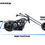 Thumbnail: Side view of Liberty Longfork Chopper recycled metal chopper motorcycle sculpture on white background with dimensions shown.