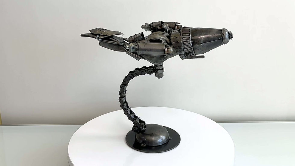 Thumbnail: Video of Serenity ship -inspired recycled metal sculpture showing full 360-degree view