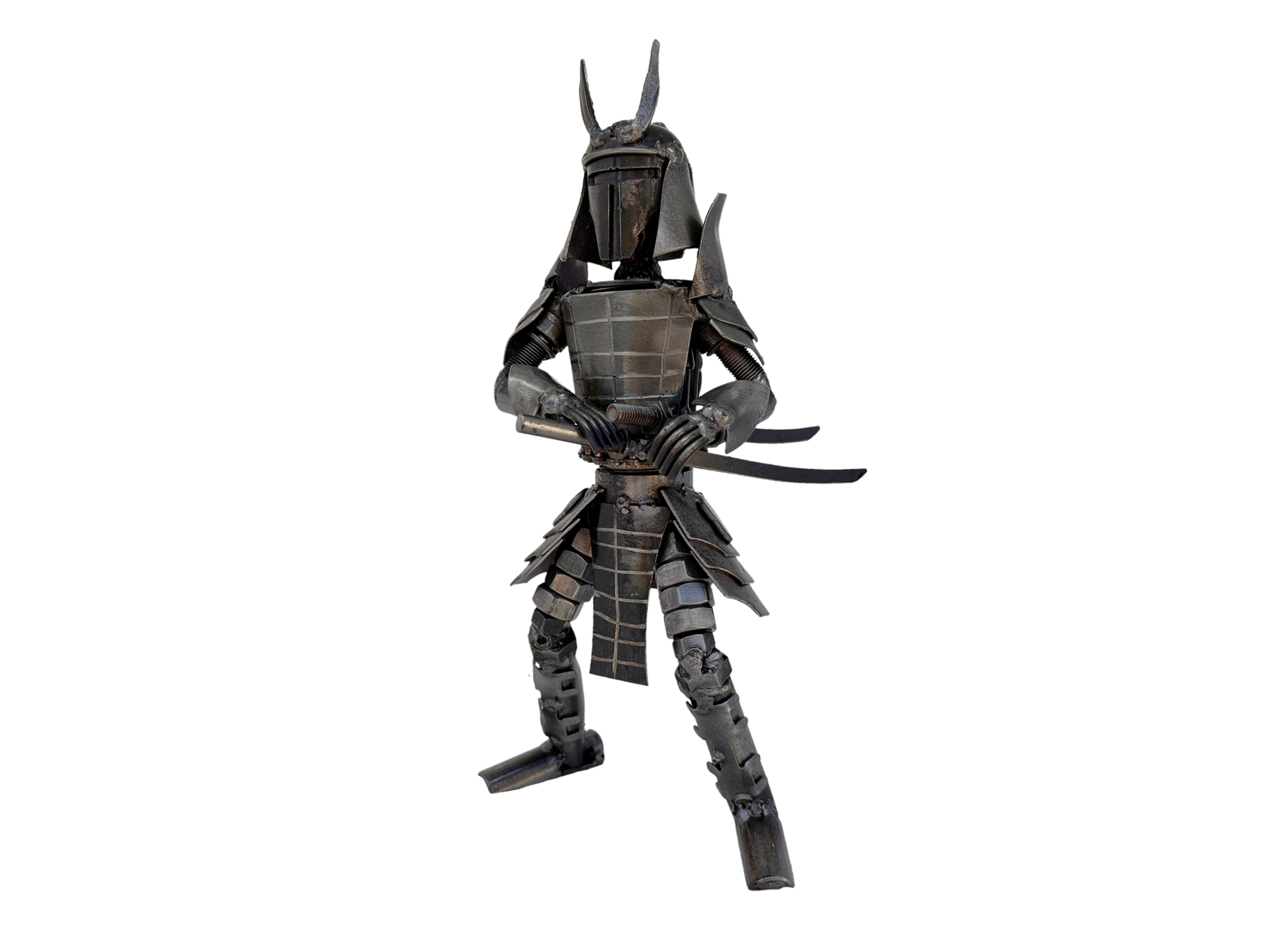 Galactic Samurai Warrior Sheathing Blade handmade recycled metal sculpture front view