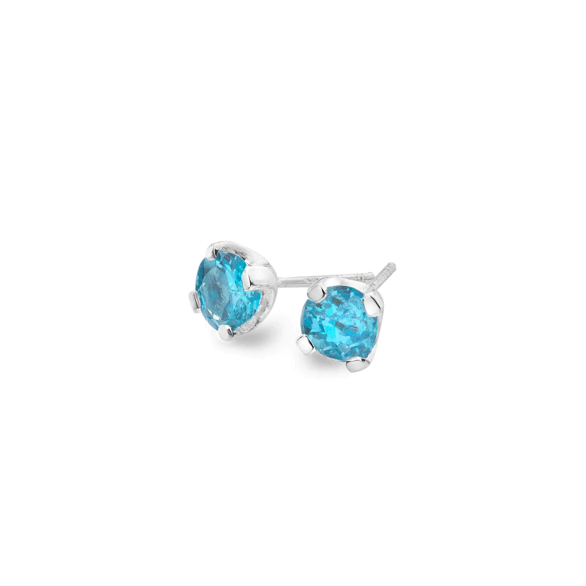 Sea Gem Stud Earrings with Topaz or Quartz