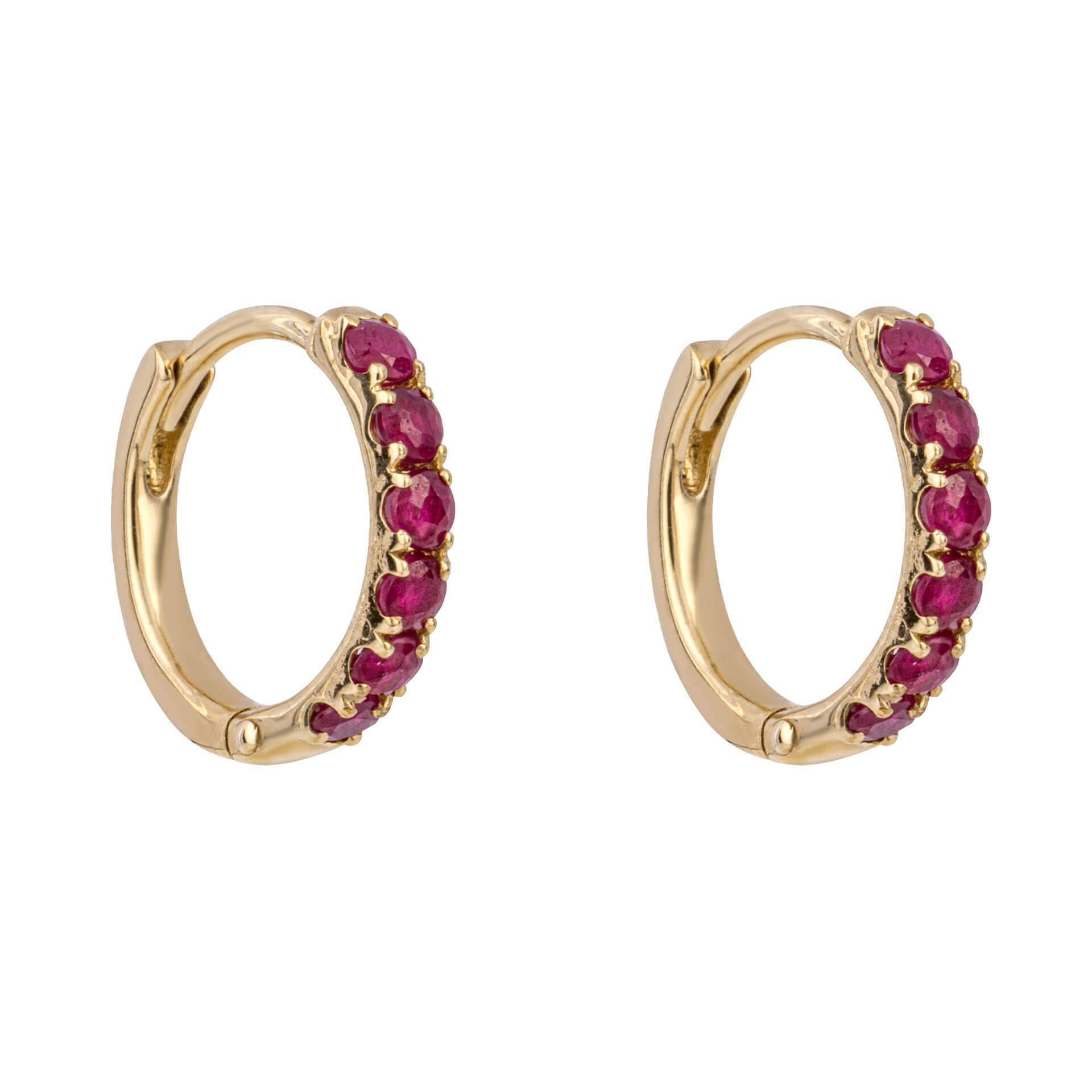 Ruby Hoop Earrings, 9ct Gold