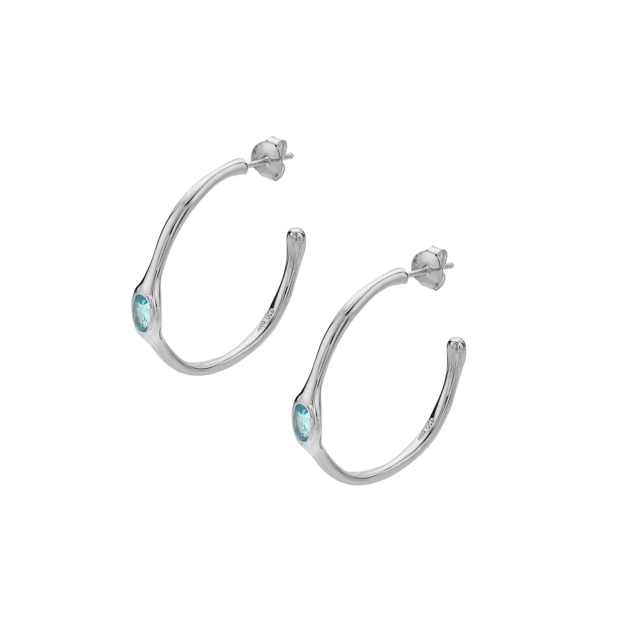 Blue Topaz Organic Hoops
