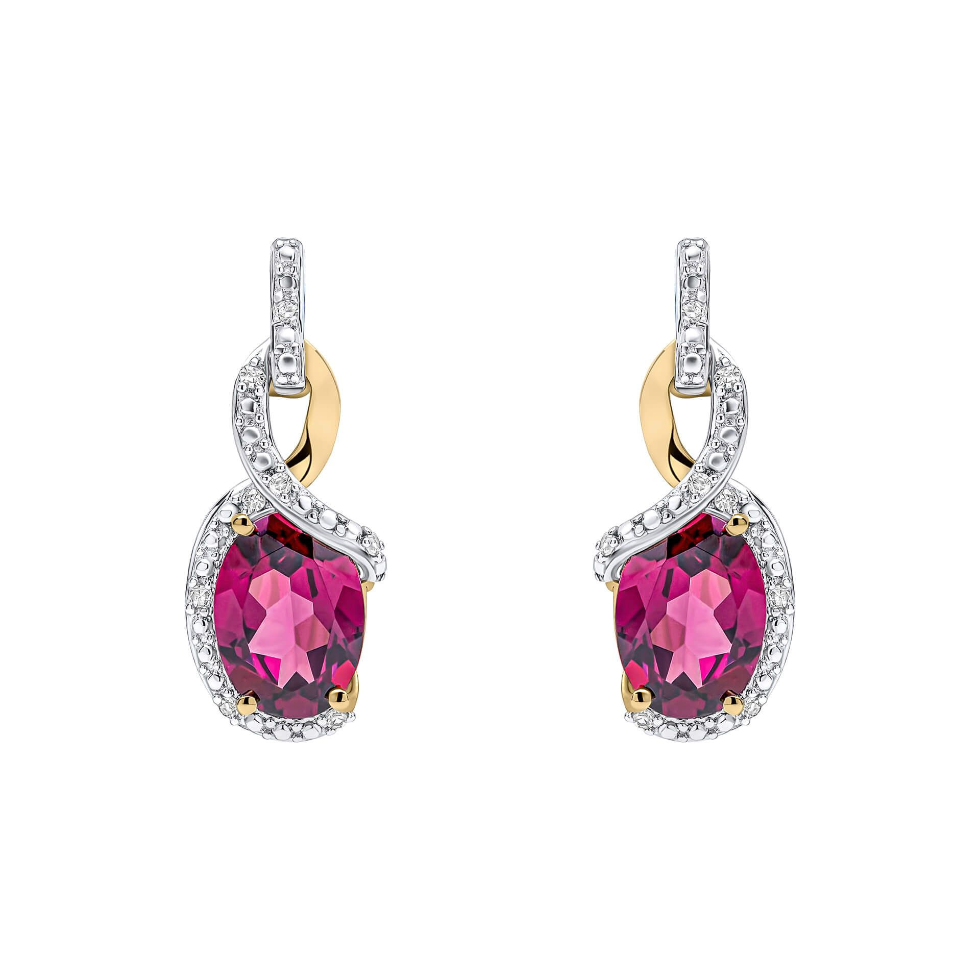 Elegant Twist Garnet Drop Earrings, 9ct Gold