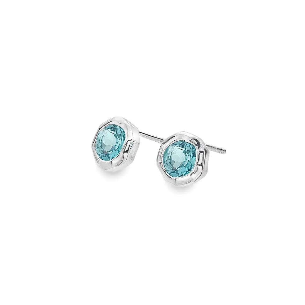 Azure Cove Stud Earrings with Blue Topaz