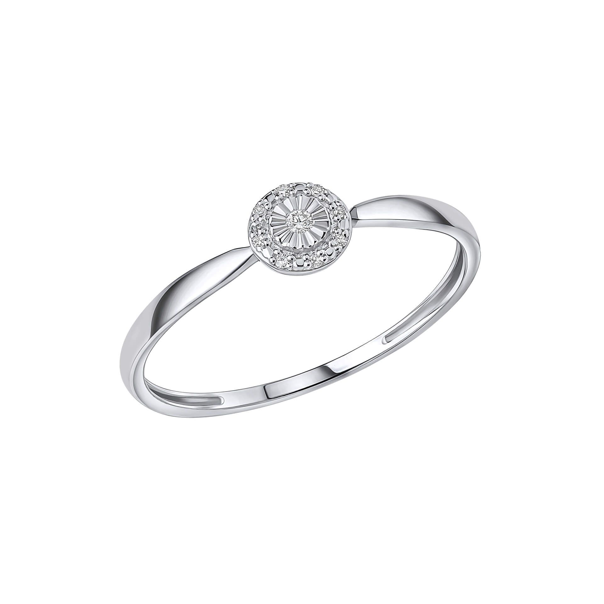 Halo Diamond Ring, 9ct White Gold