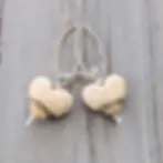 Sand Heart Drop Earrings, wood background