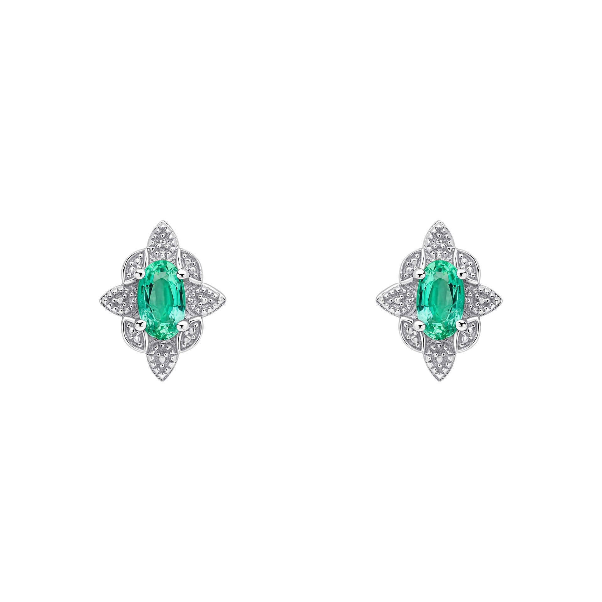 Emerald Art Deco Stud Earrings
