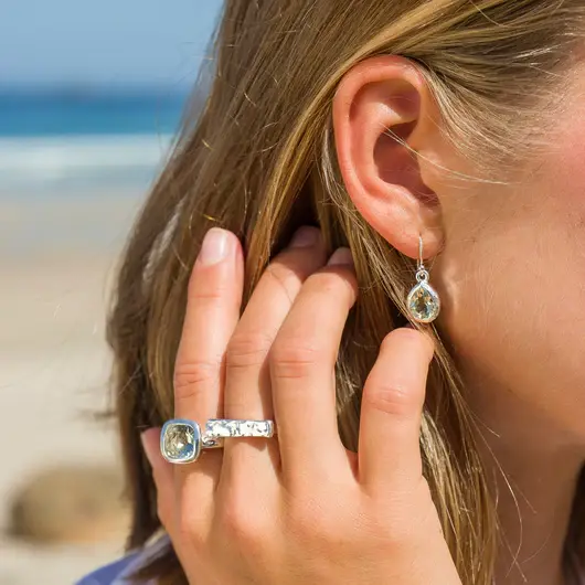 Thumbnail: Ocean Droplet Quartz Earrings, studs or drops