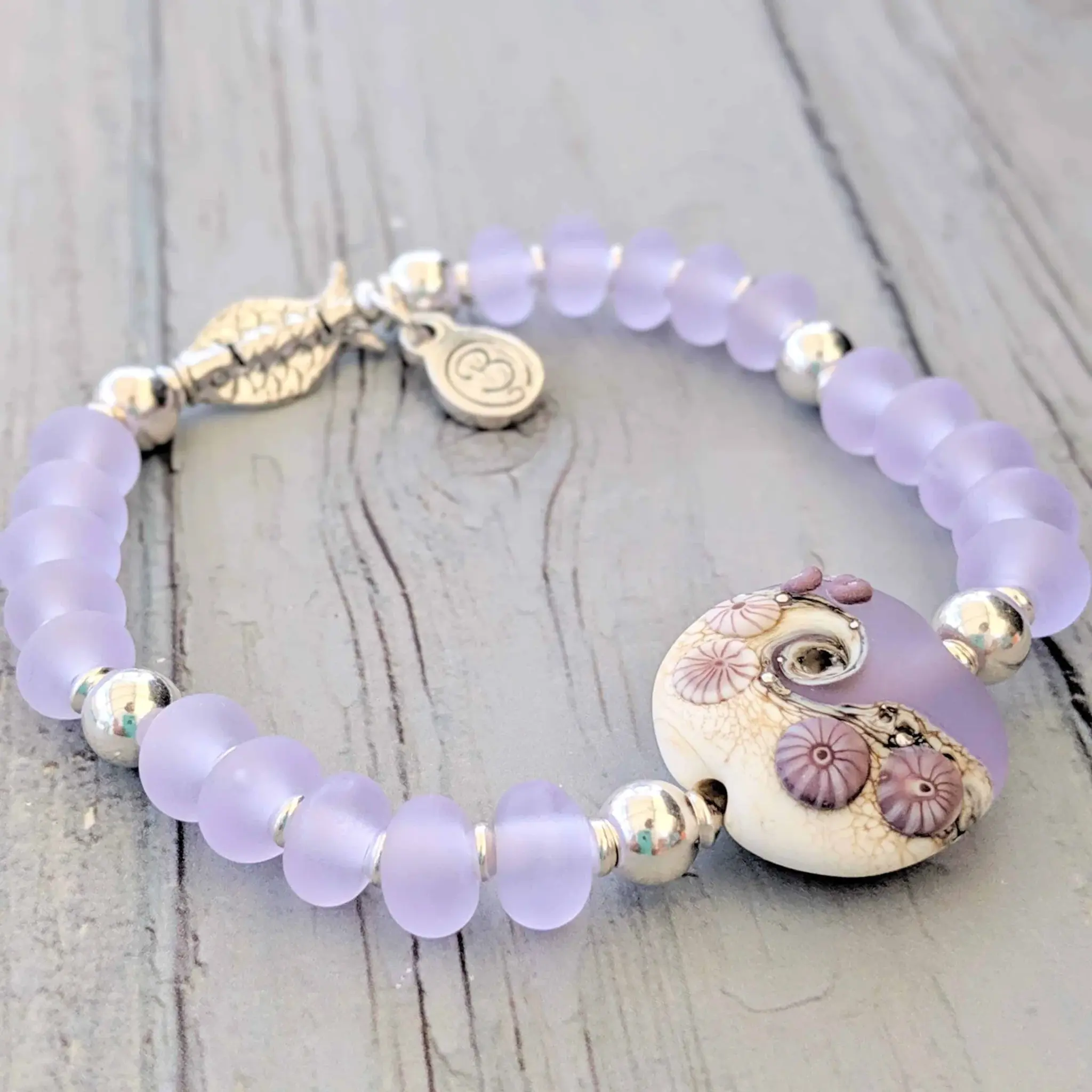 Sea Mist Bracelet with Silver Fish