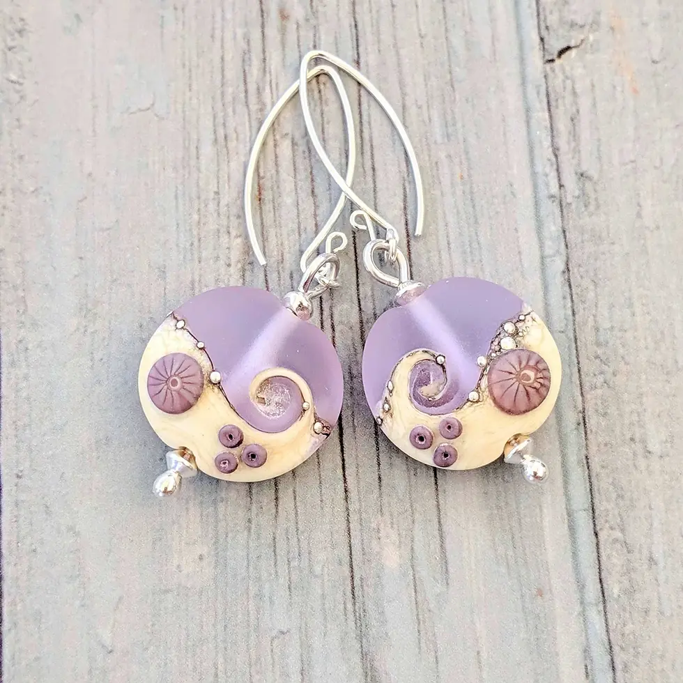 Thumbnail: Sea Mist Earrings, lentil, wood background