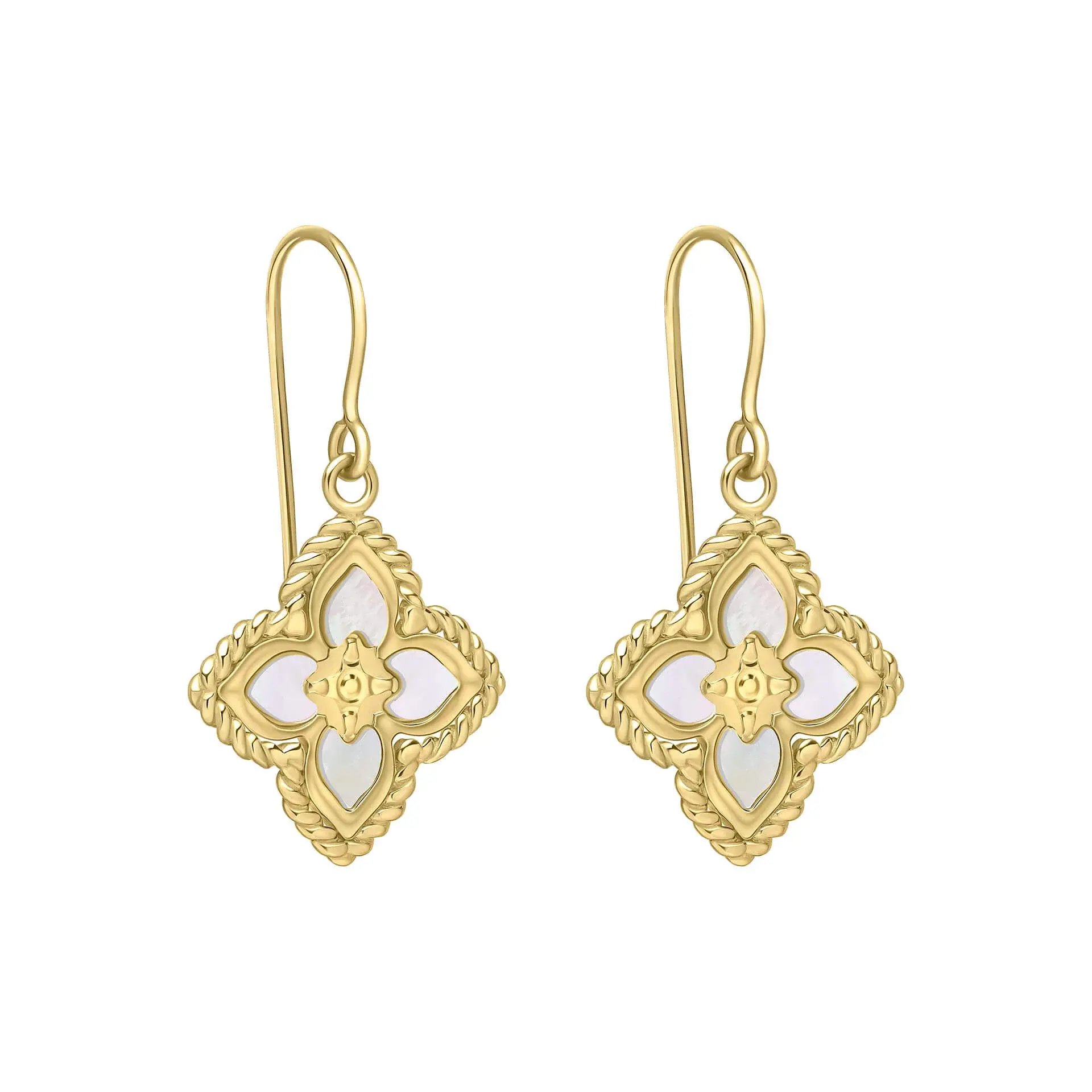 Mother of Pearl Flower Hook Earrings