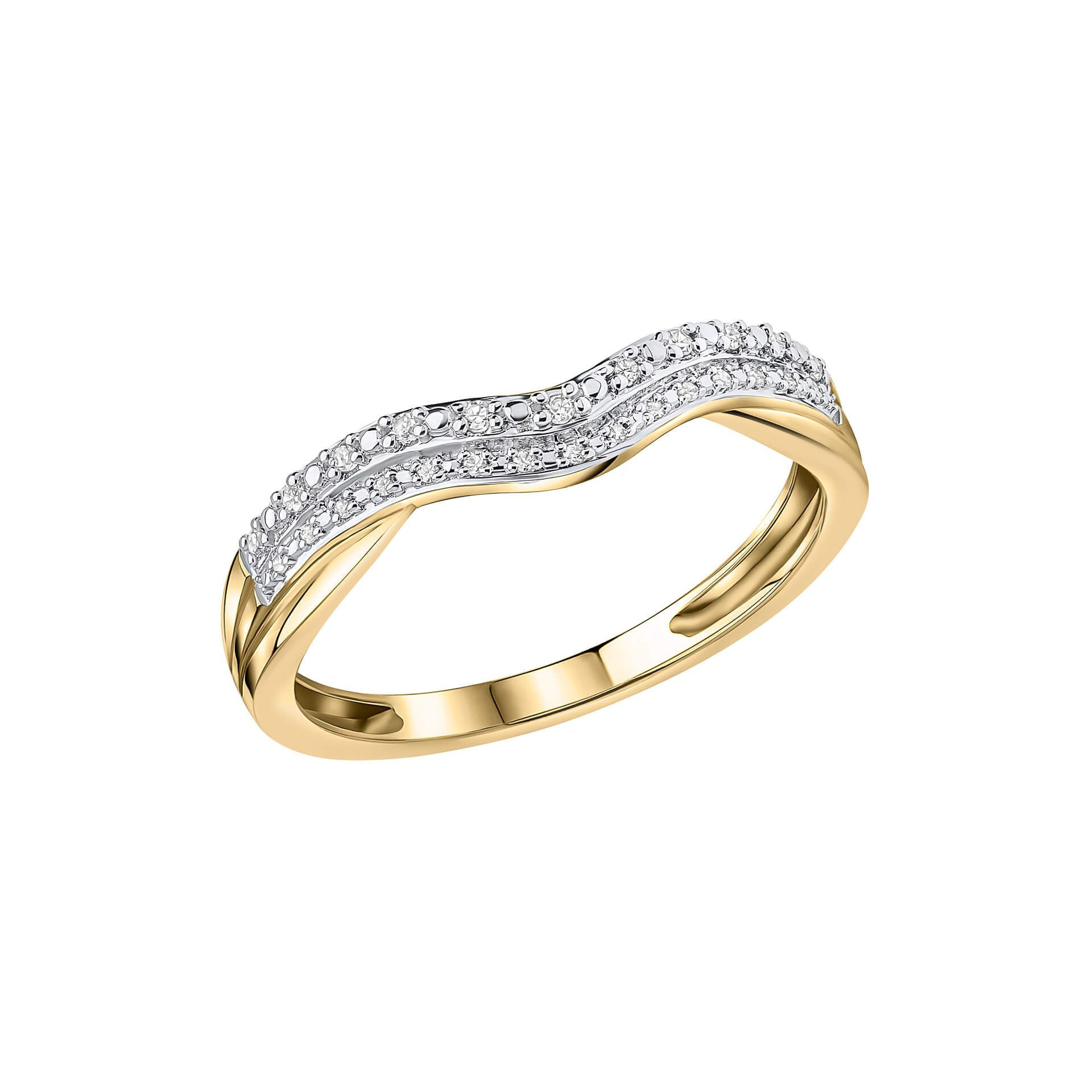 Double Wave Diamond Set Ring, 9ct Gold
