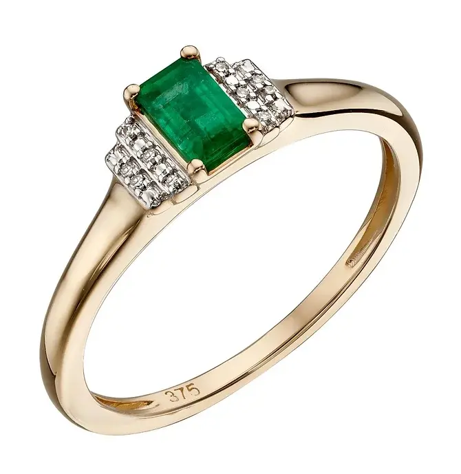 Emerald and diamond deco ring