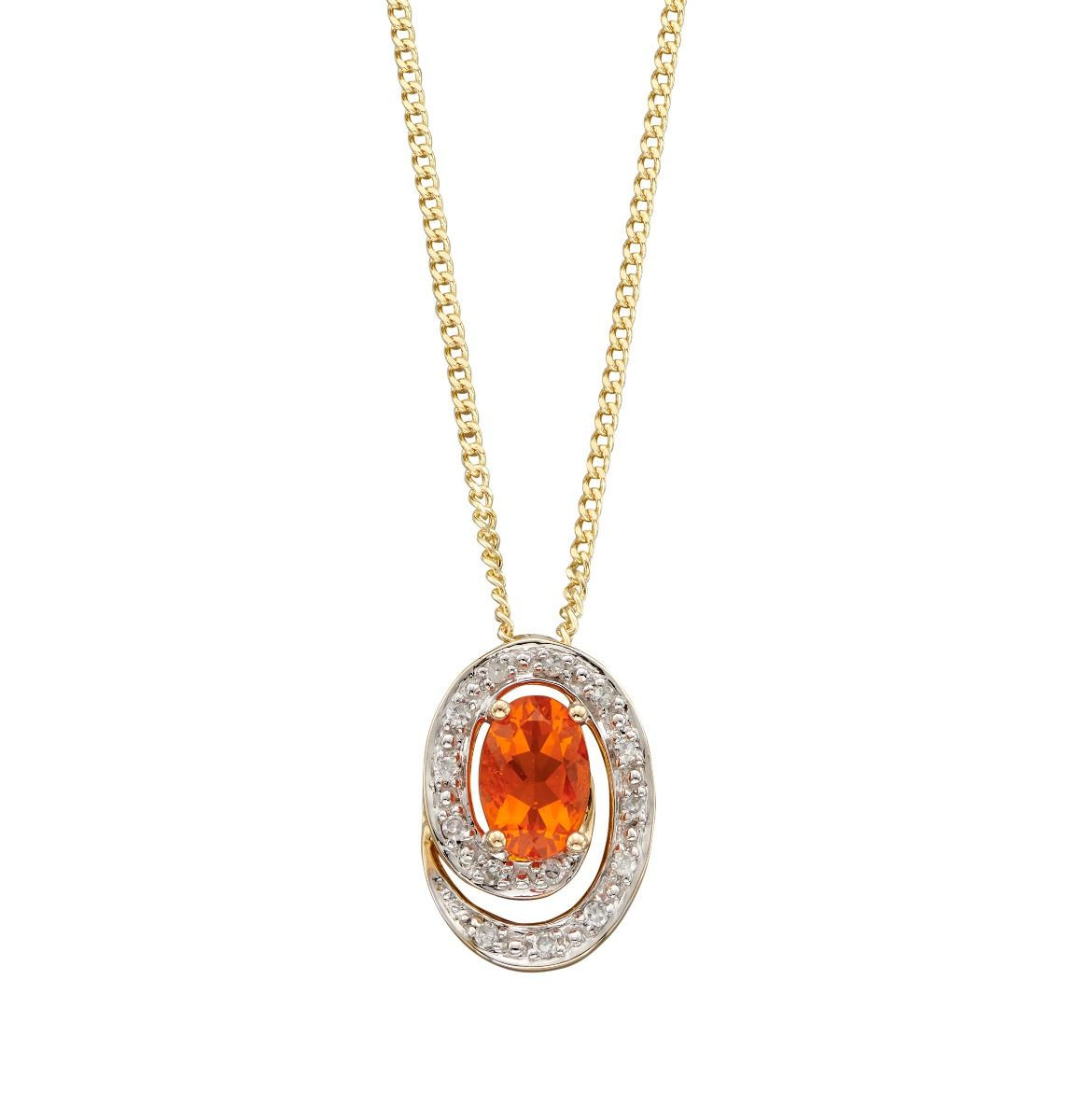 Fire Opal Pendant with Diamonds