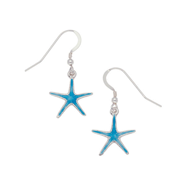 Silver Enamelled Starfish Earrings