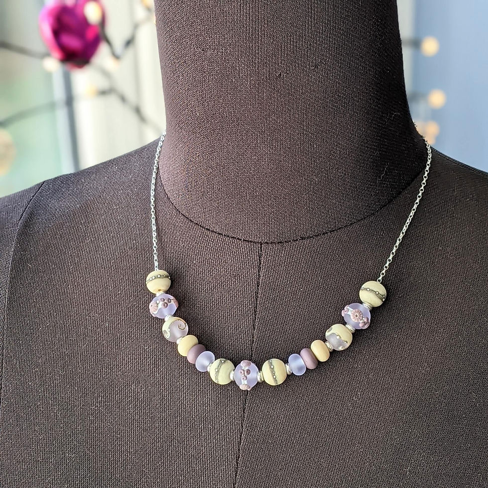 Thumbnail: Murano Glass Sea Mist Luxury Necklace on mannequin