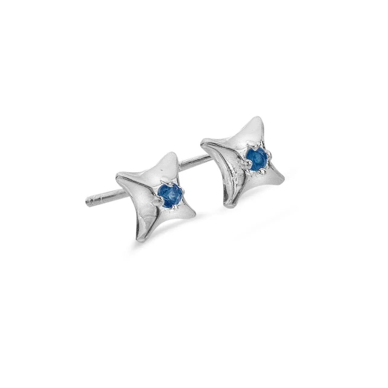 True North Stud earrings, White or Blue topaz
