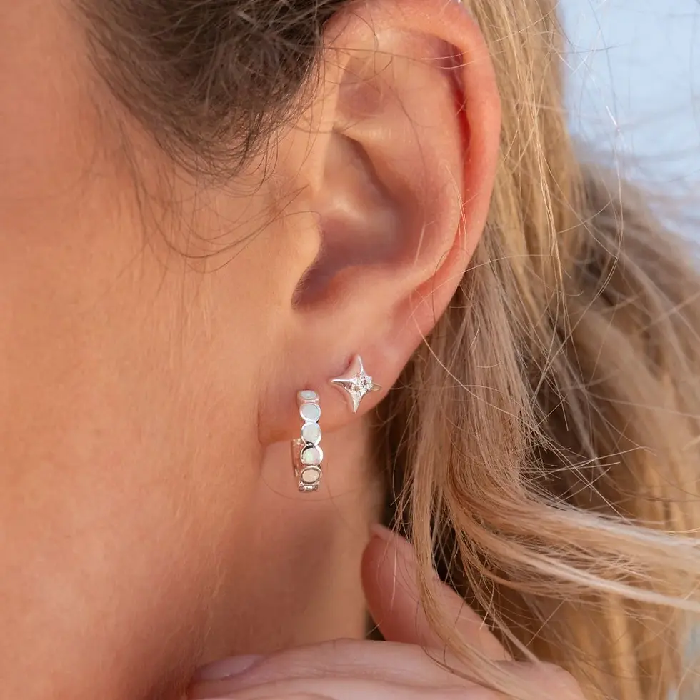 Thumbnail: True North Stud earrings, White or Blue topaz