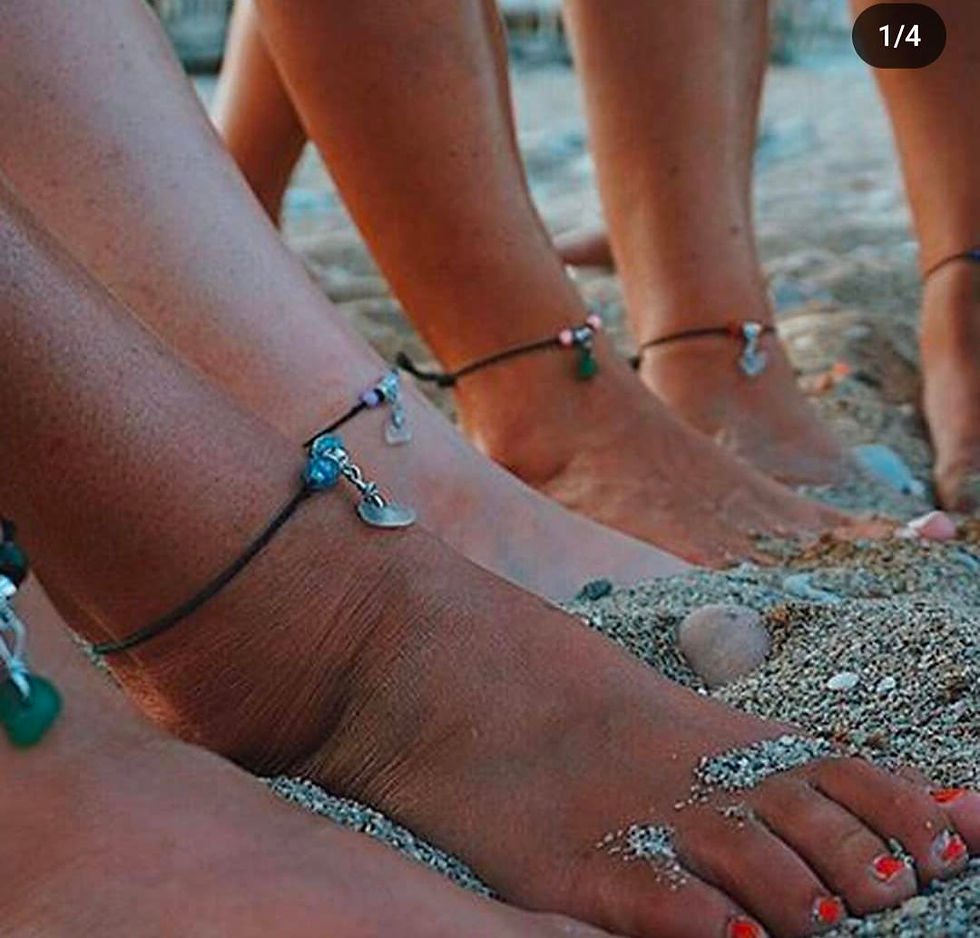 Thumbnail: Sea Glass Anklet with Charm Bead
