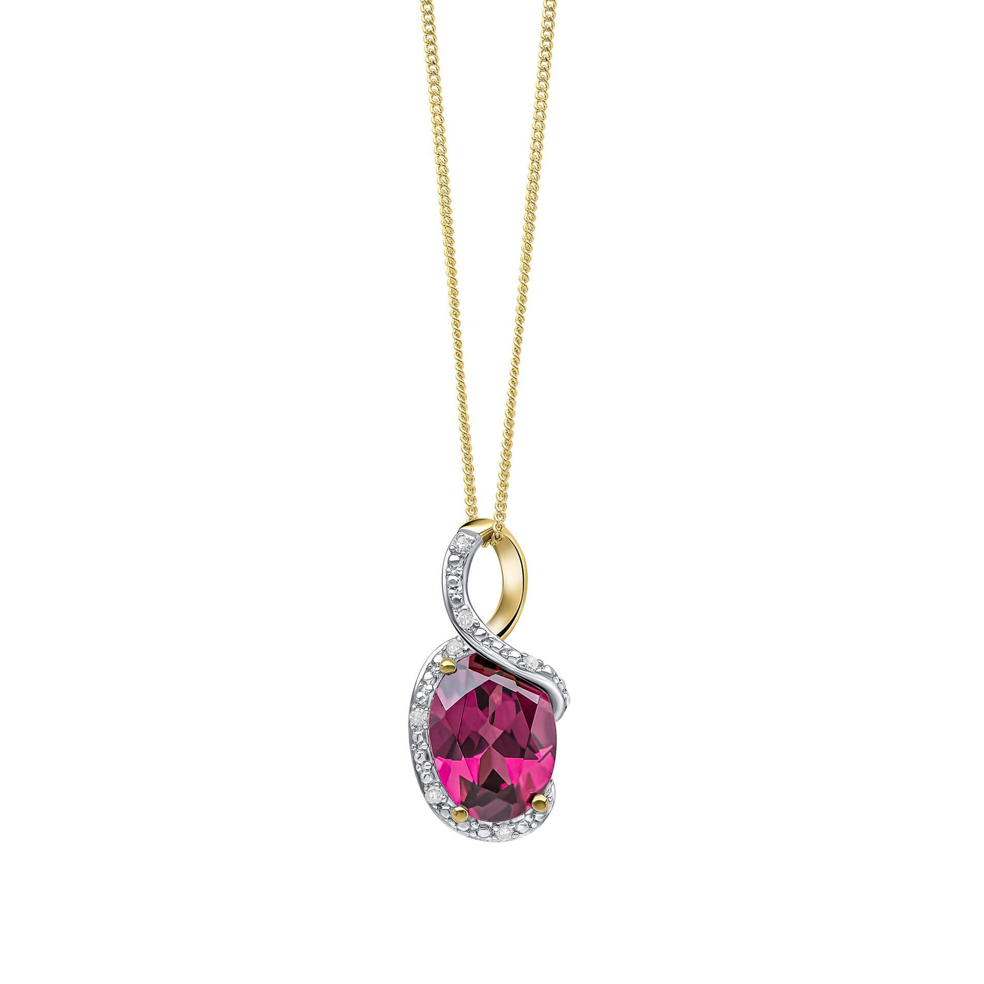 Elegant Twist Garnet Pendant, 9ct Gold