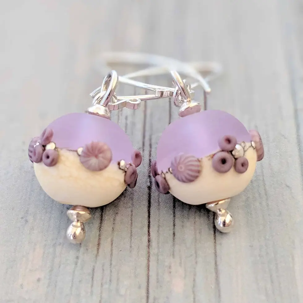 Thumbnail: Sea Mist Earrings, ball, wood background