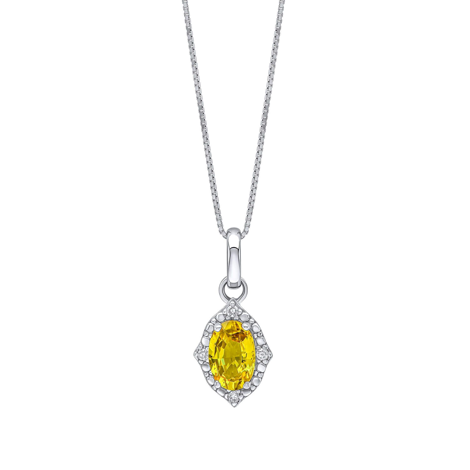"Sunshine" Yellow Sapphire and Diamond Pendant, 9ct Gold