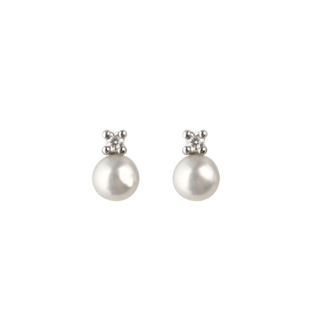 Mini Pearl & Cubic Zirconia Stud Earrings