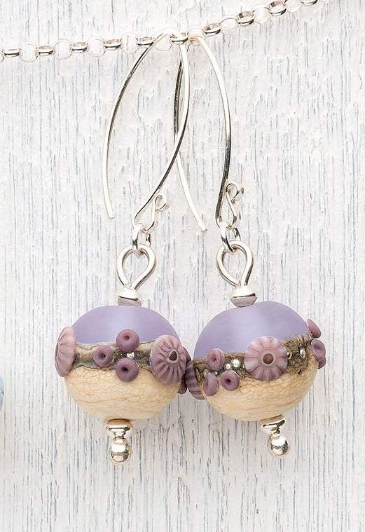 Thumbnail: Sea Mist Earrings, ball, light wood background