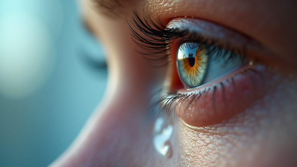 Close-up view of tear ducts anatomy illustrating the flow of tears
