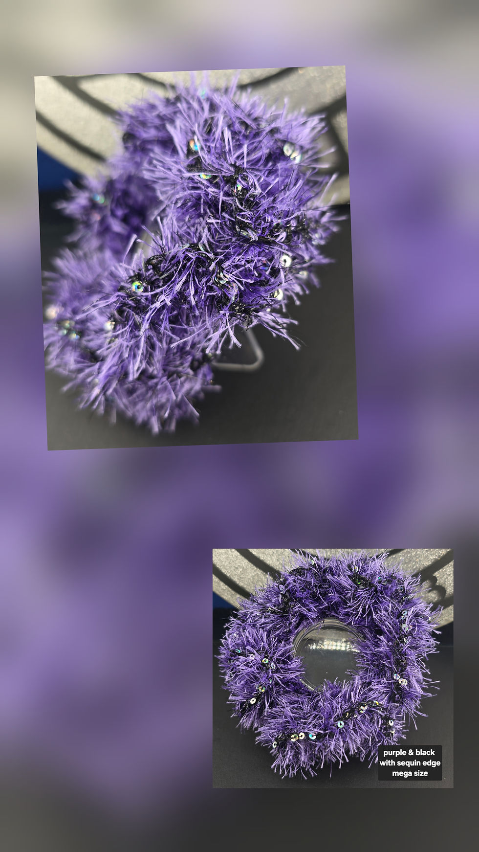 Thumbnail: Fluffy Ponytail Hair Scrunchies with Sequins  *HANDMADE IN CORNWALL*