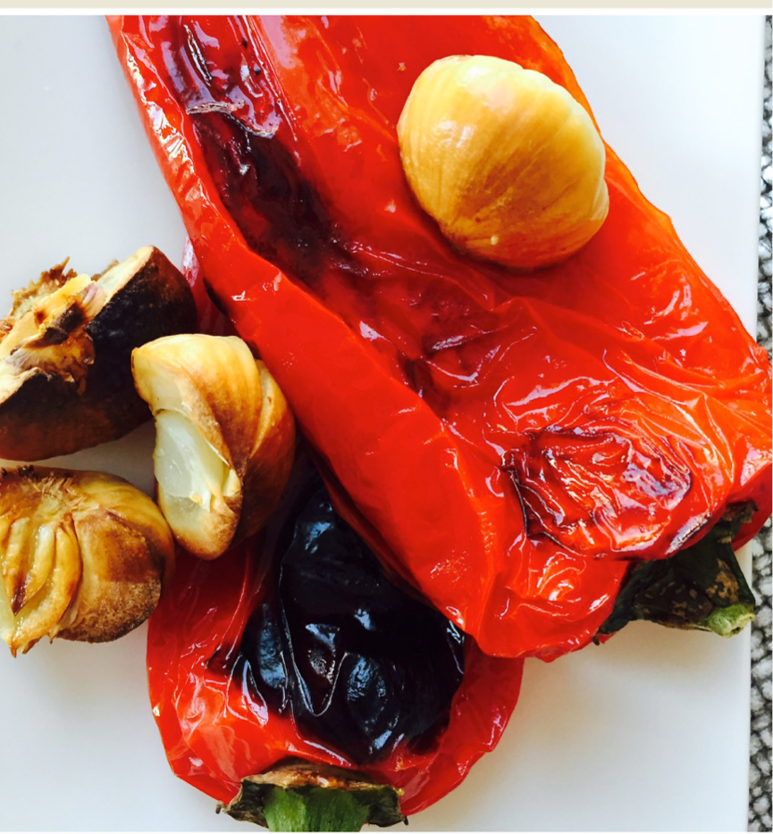 Roasted peppers and garlic