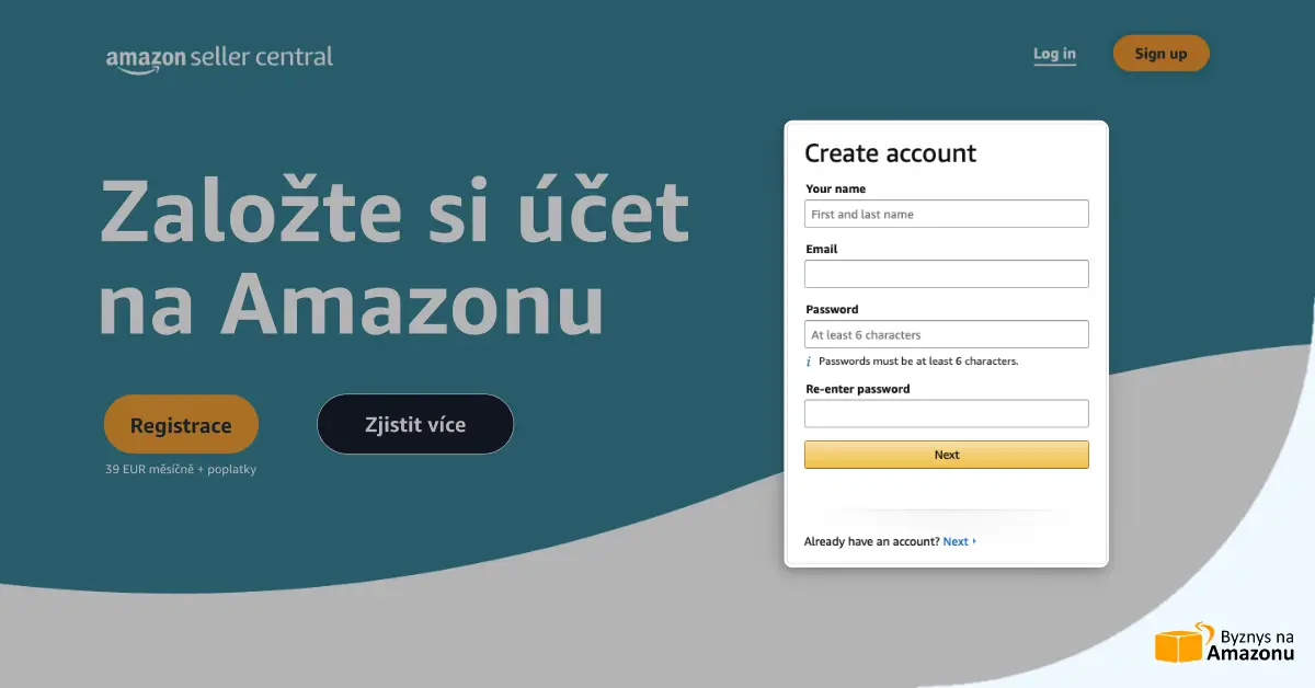 Registrace prodejního účtu na Amazonu