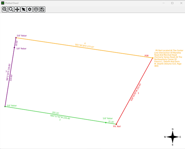 The Deed Plot window for Deed Reader Pro