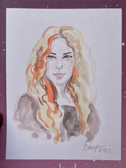 Portrait à l'encre en couleurs