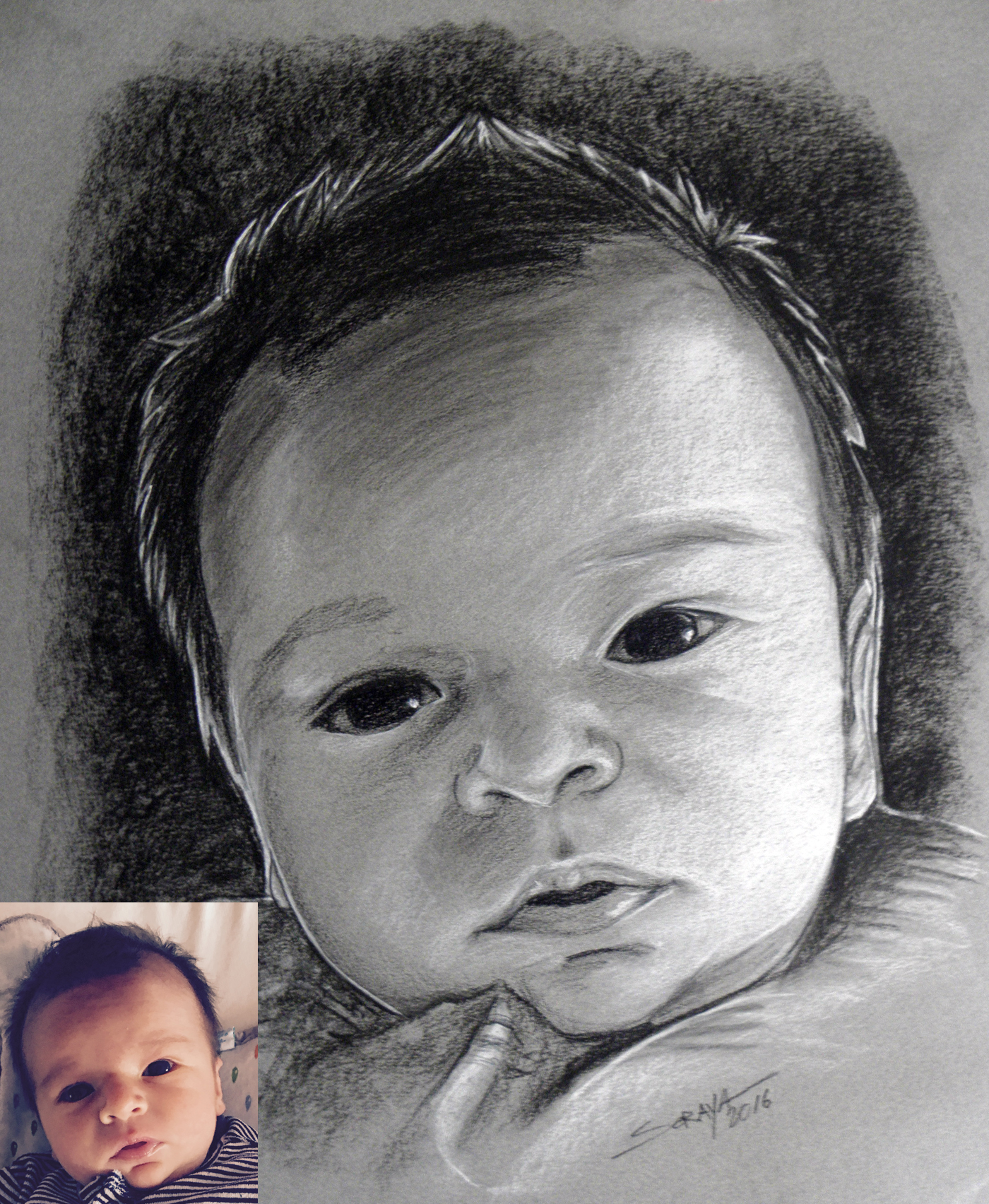 Portrait bébé au pastel