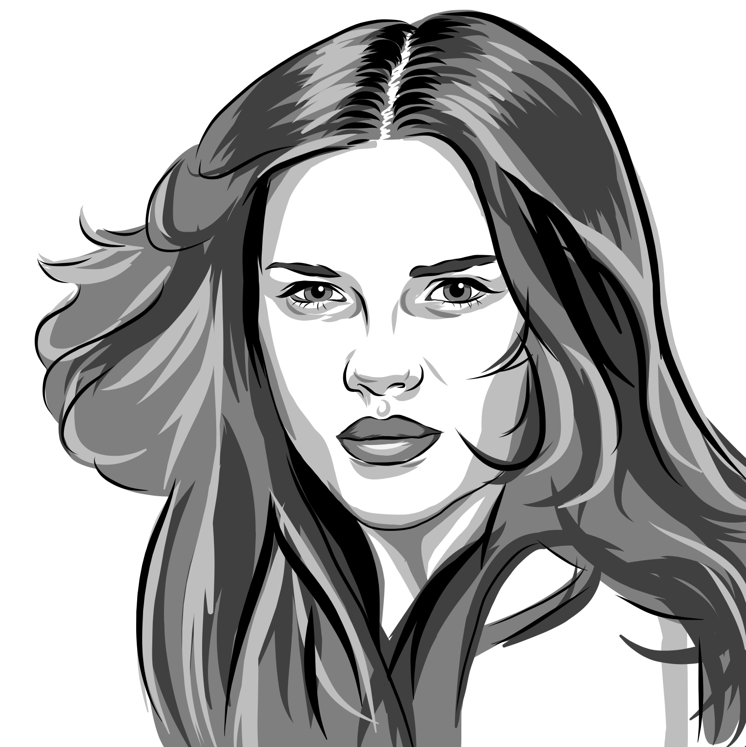 Portrait digital en noir et blanc