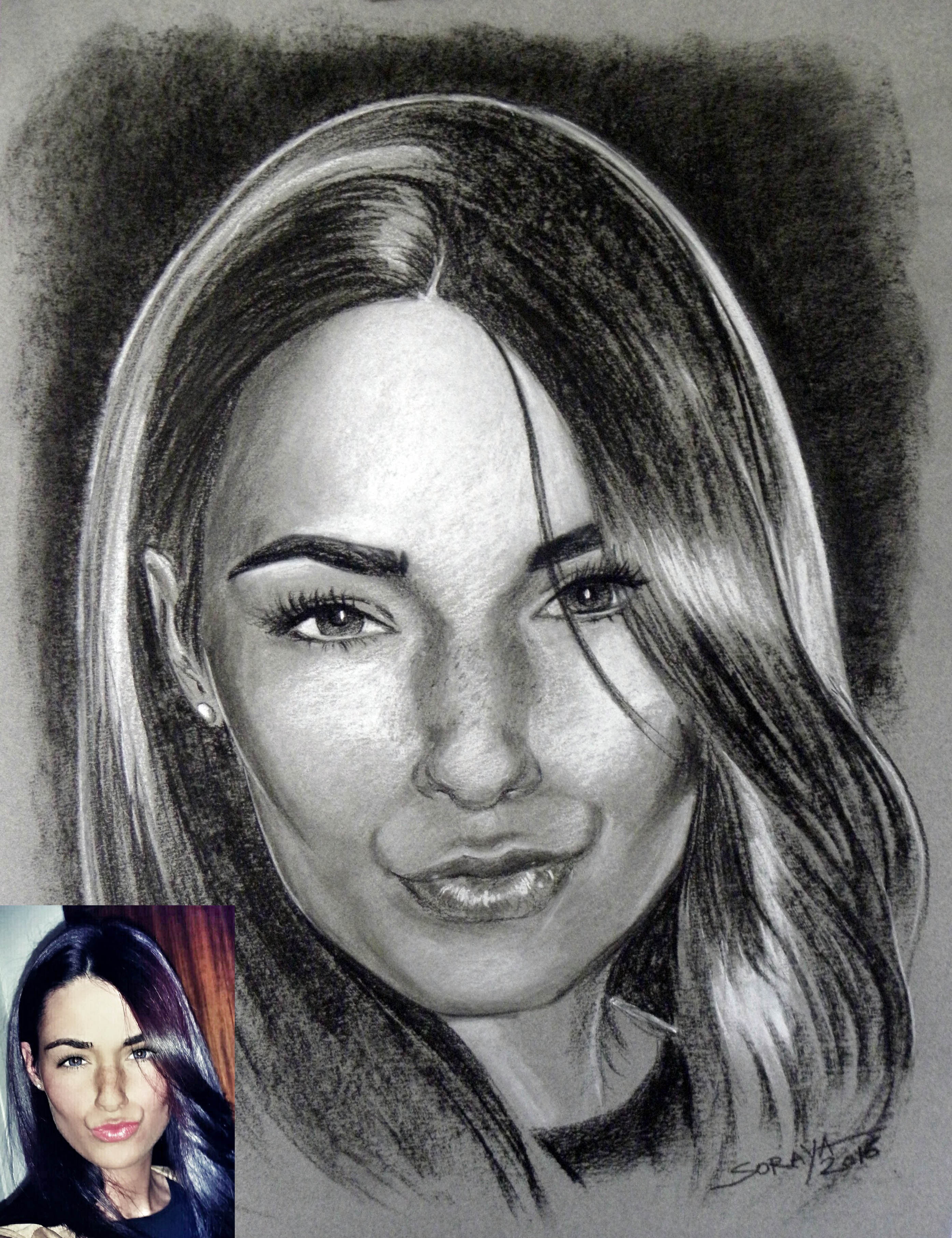 Portrait femme au pastel