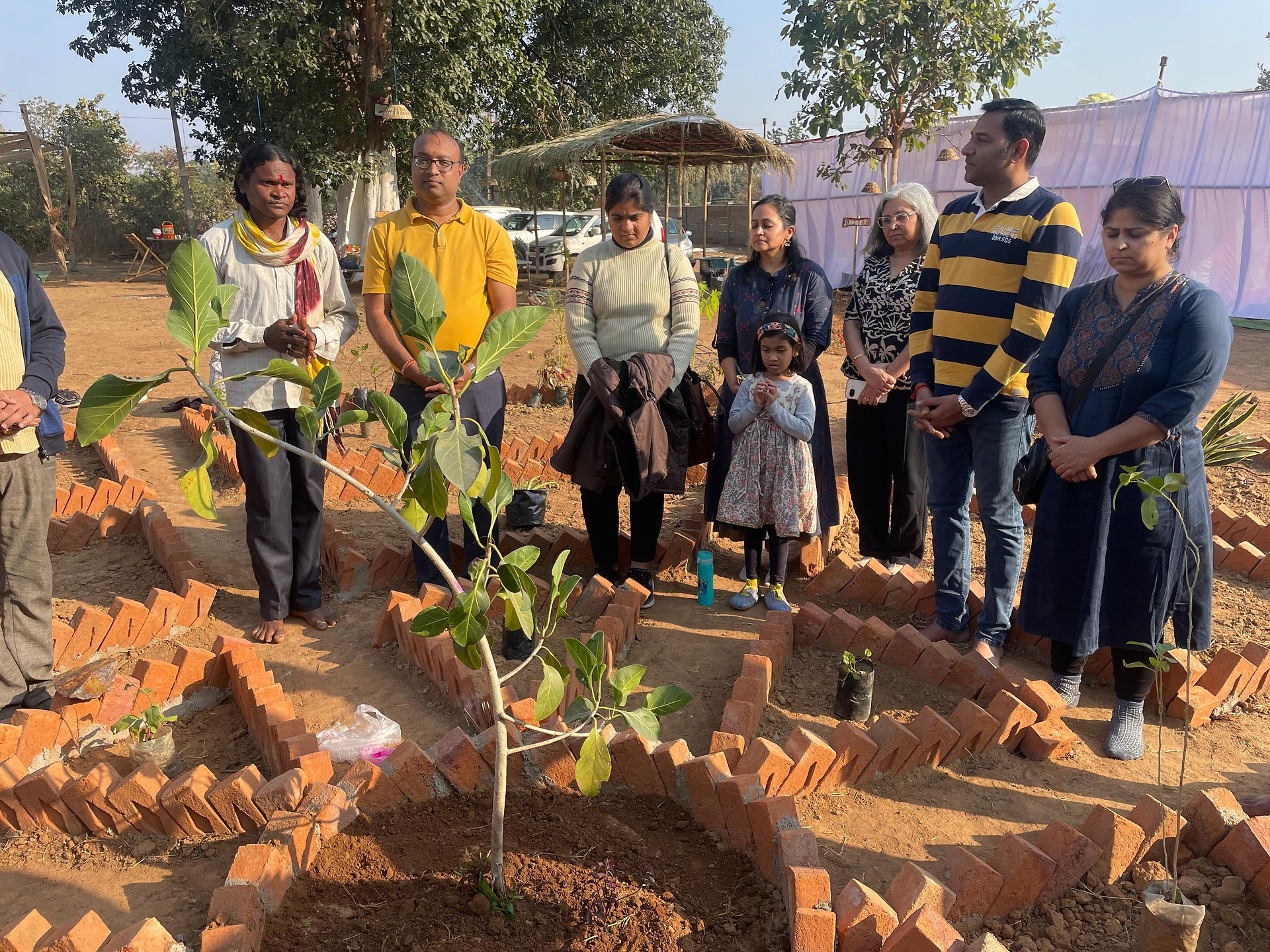 Planting Krishna Vad tree in the center of Ganga Ma Mandal