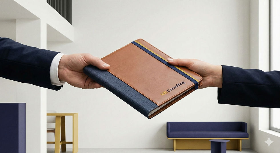 Deux consultants qui représente la transmission fiable des responsabilités et la continuité opérationnelle.